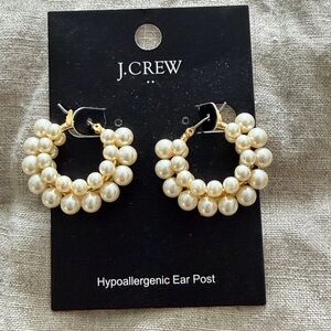 BNWT J Crew factory pearl hoops